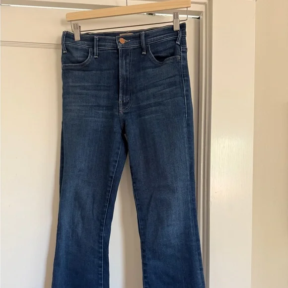 MOTHER The Hustler Ankle Fray Dark Blue Jeans - Picture 2 of 7